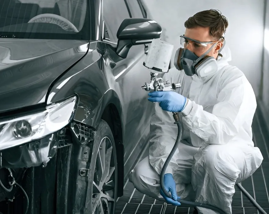 Single panel painting and colour blending at Focus Auto Dubai